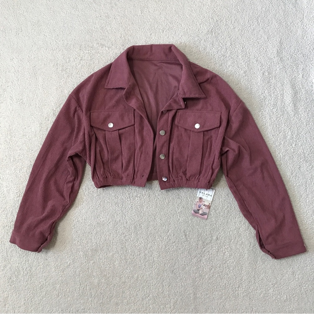 Halara Cropped Corduroy Jacket Deco Rose Pink Size M - Picture 4 of 13
